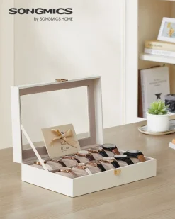 Shop SONGMICS Boîte à montres noir et gris verdâtre