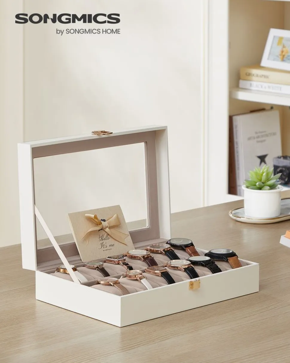 Shop SONGMICS Boîte à montres noir et gris verdâtre