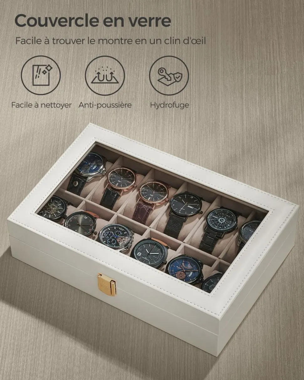 Shop SONGMICS Boîte à montres noir et gris verdâtre