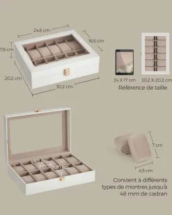 Shop SONGMICS Boîte à montres noir et gris verdâtre