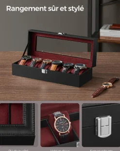 Shop SONGMICS Boîte à montres noir et gris verdâtre