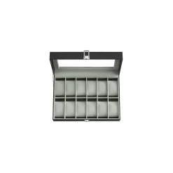 Sale SONGMICS Boîte montres 12 cases noir
