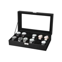 Sale SONGMICS Boîte montres 12 cases noir