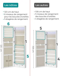 Store SONGMICS Boîtes à bijoux éventail blanc