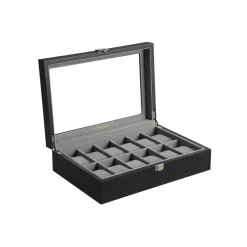 Discount SONGMICS Boîtes à montres 12 cases gris Blanc