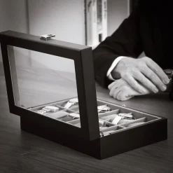 Discount SONGMICS Boîtes à montres 12 cases gris Blanc