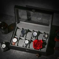 Discount SONGMICS Boîtes à montres 12 cases gris Blanc