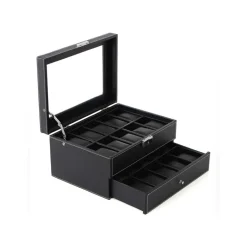 Shop SONGMICS Boîtes à montres 20 cases noir