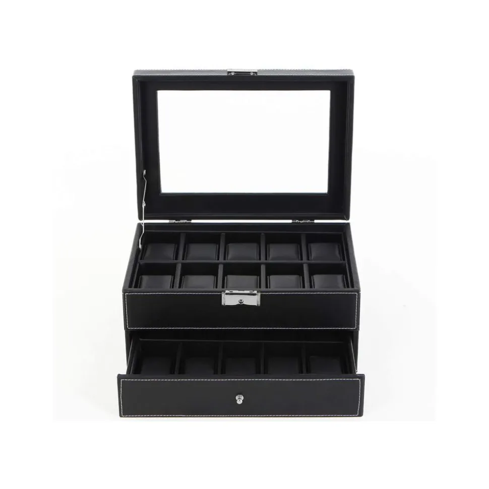 Shop SONGMICS Boîtes à montres 20 cases noir