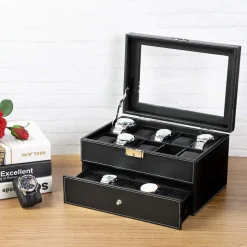 Shop SONGMICS Boîtes à montres 20 cases noir