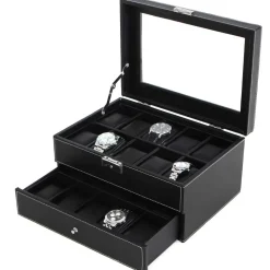 Shop SONGMICS Boîtes à montres 20 cases noir