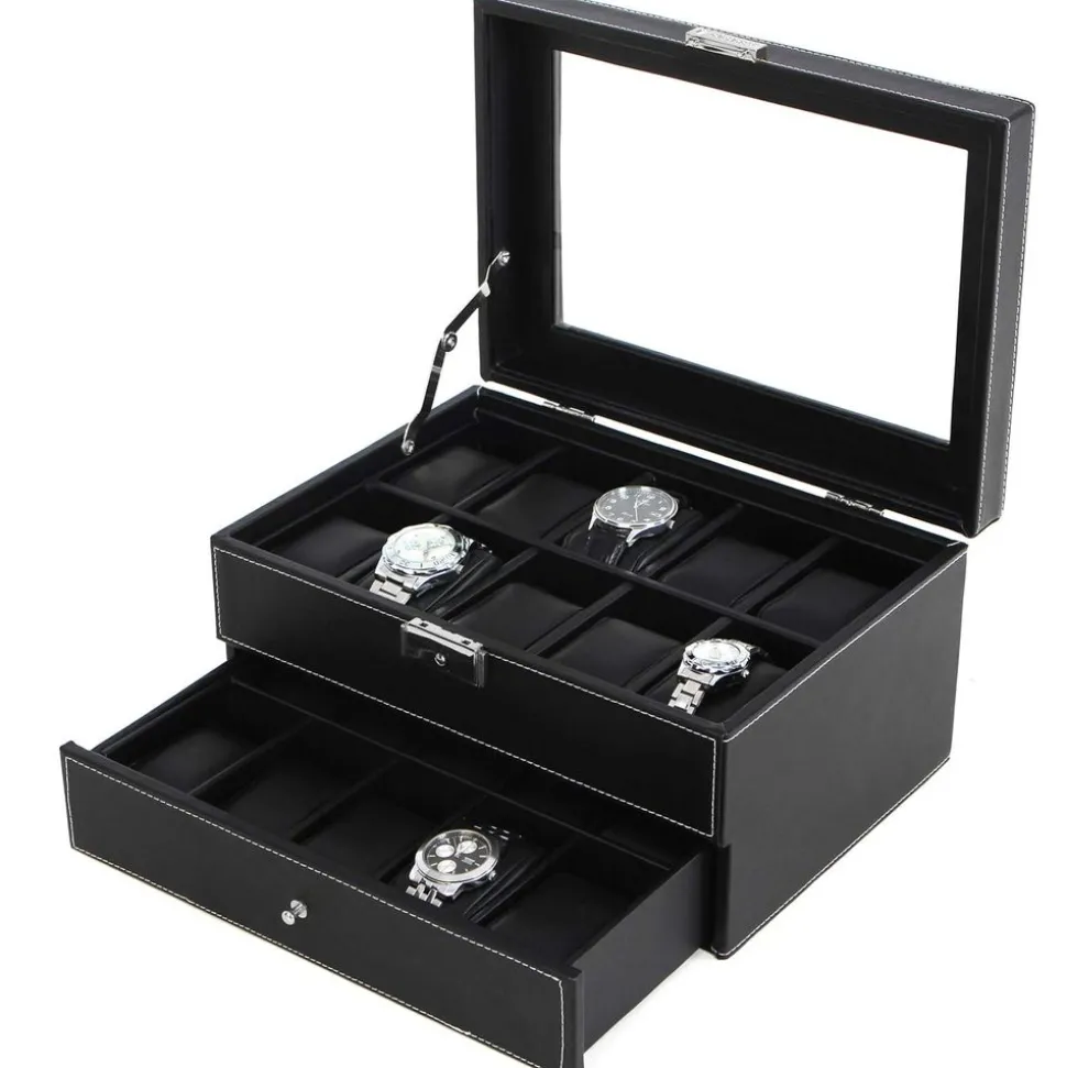 Shop SONGMICS Boîtes à montres 20 cases noir