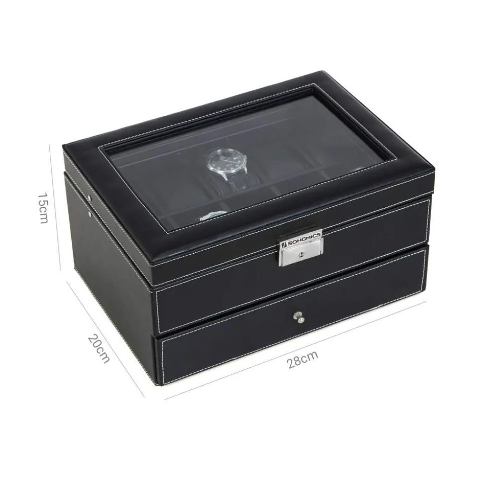Shop SONGMICS Boîtes à montres 20 cases noir