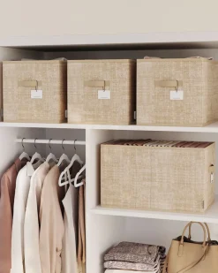 Flash Sale SONGMICS Boîtes de rangement pliables lot de 3 tissu noir d'encre