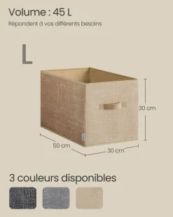 Flash Sale SONGMICS Boîtes de rangement pliables lot de 3 tissu noir d'encre