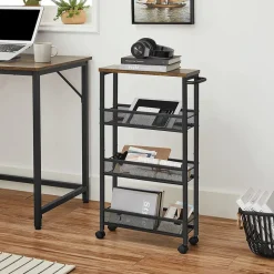 Outlet SONGMICS Buffet 2 portes persiennes Brun Vintage Noir