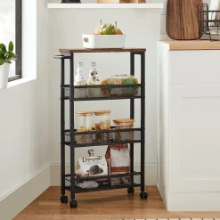 Outlet SONGMICS Buffet 2 portes persiennes Brun Vintage Noir