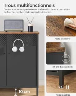 Discount SONGMICS Buffet ajouré noir