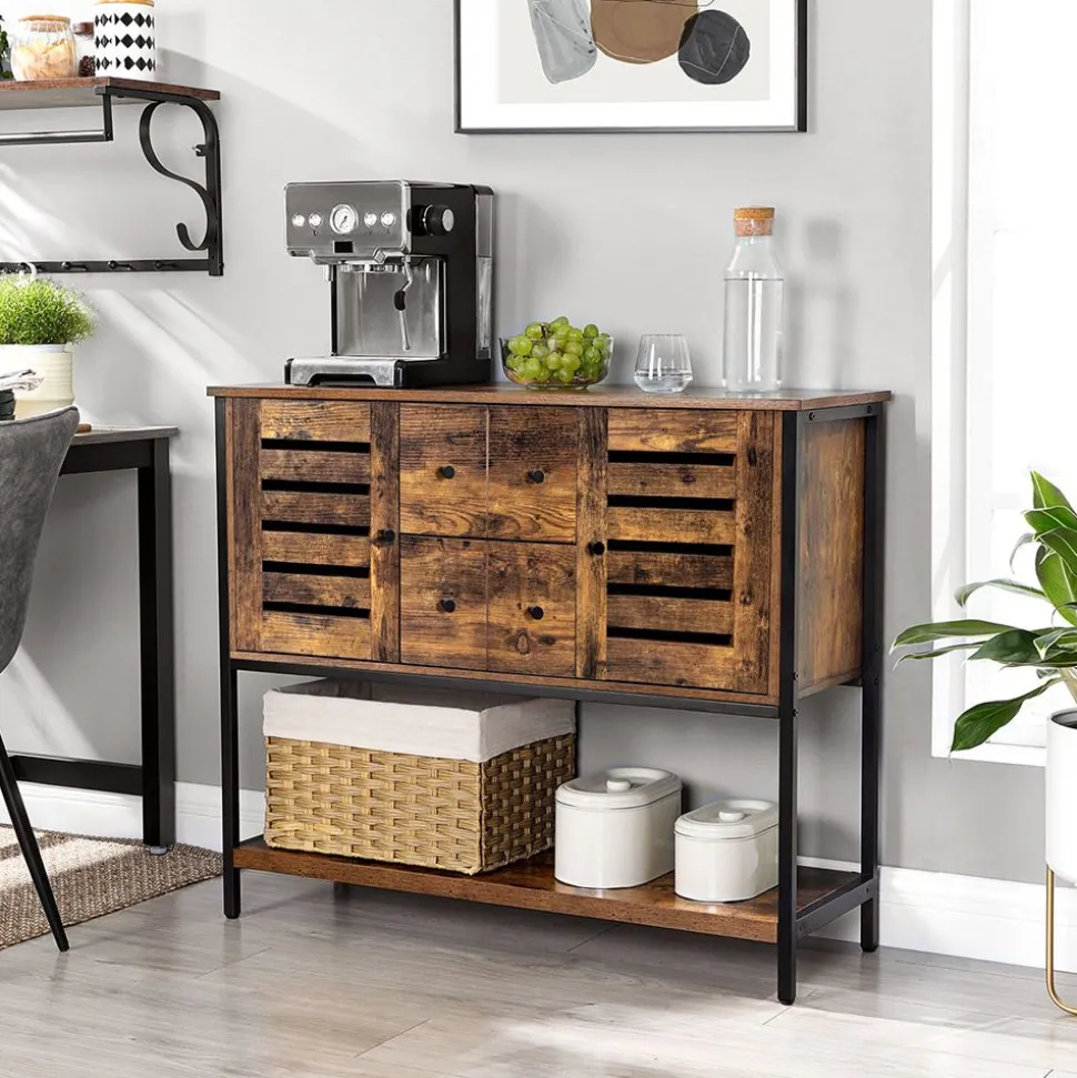 Cheap SONGMICS Buffet aéré Brun Vintage Noir