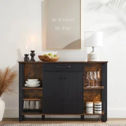 Cheap SONGMICS Buffet avec tiroir portes Marron Rustique Et Noir