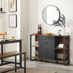 Cheap SONGMICS Buffet avec tiroir portes Marron Rustique Et Noir