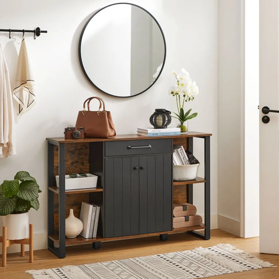 Cheap SONGMICS Buffet avec tiroir portes Marron Rustique Et Noir