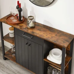 Cheap SONGMICS Buffet avec tiroir portes Marron Rustique Et Noir