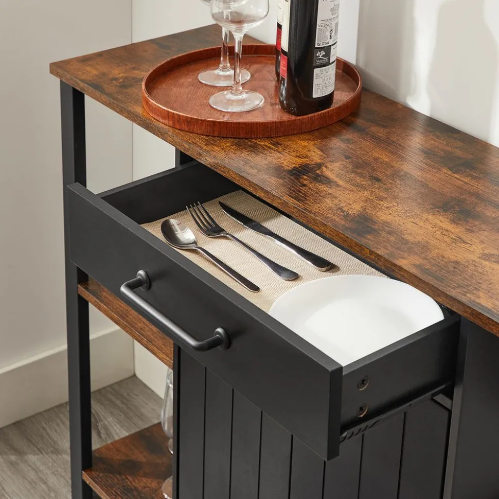 Cheap SONGMICS Buffet avec tiroir portes Marron Rustique Et Noir