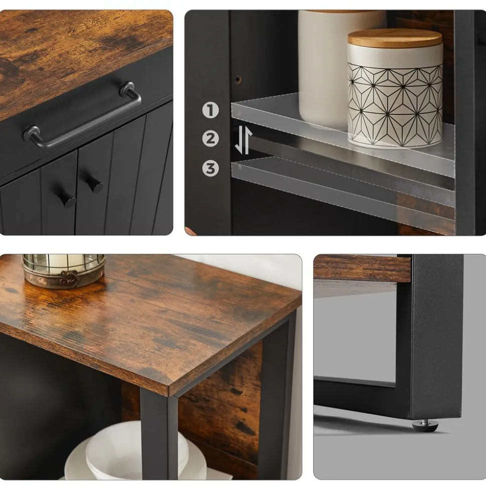 Cheap SONGMICS Buffet avec tiroir portes Marron Rustique Et Noir