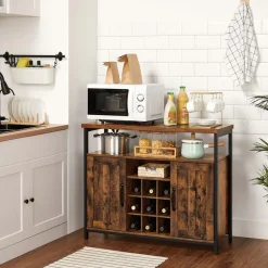 Store SONGMICS Buffet bouteilles industriel Brun Vintage Noir