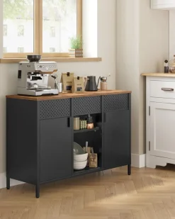 Shop SONGMICS Buffet portes persiennes Marron Rustique