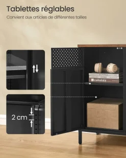 Shop SONGMICS Buffet portes persiennes Marron Rustique