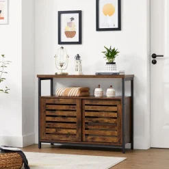 Fashion SONGMICS Buffet portes persiennes Noir