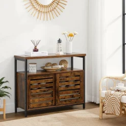 Fashion SONGMICS Buffet portes persiennes Noir