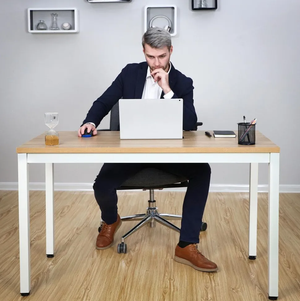 Online SONGMICS Bureau 120 cm boisé blanc