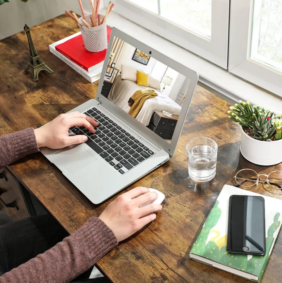 Hot SONGMICS Bureau 115 cm design X Marron Rustique