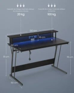 Outlet SONGMICS Bureau 100 cm grège