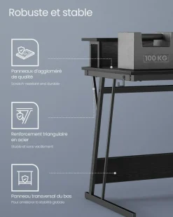 Outlet SONGMICS Bureau 100 cm grège