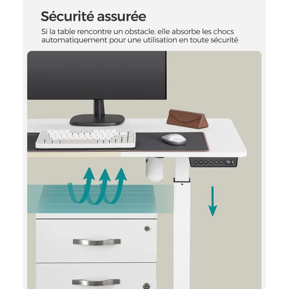 Store SONGMICS Bureau 120 cm grège