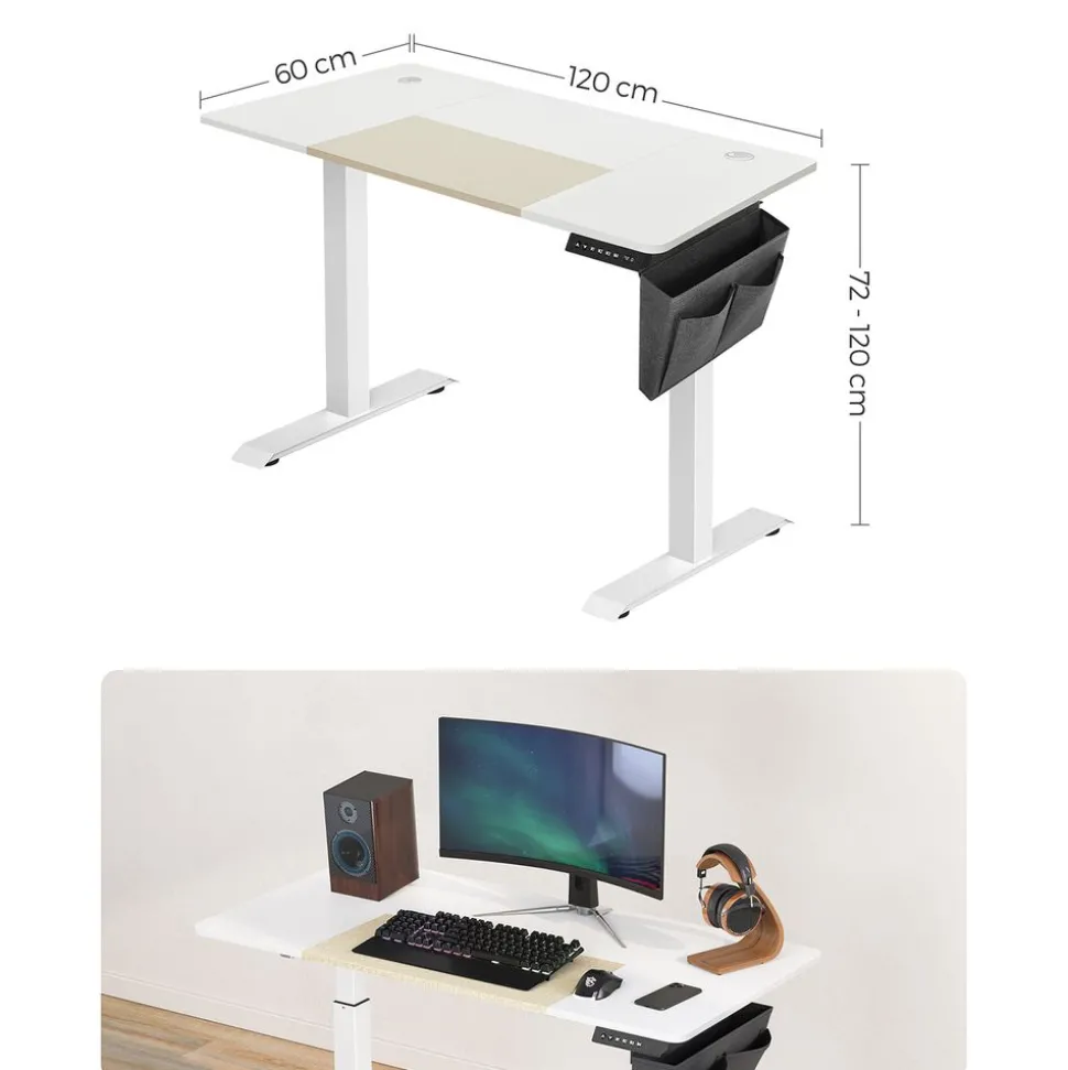 Store SONGMICS Bureau 120 cm grège