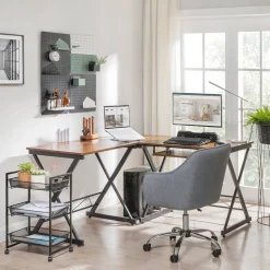 Outlet SONGMICS Bureau 118 cm industriel Noir