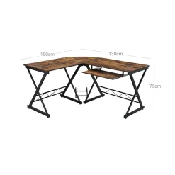 Outlet SONGMICS Bureau 118 cm industriel Noir