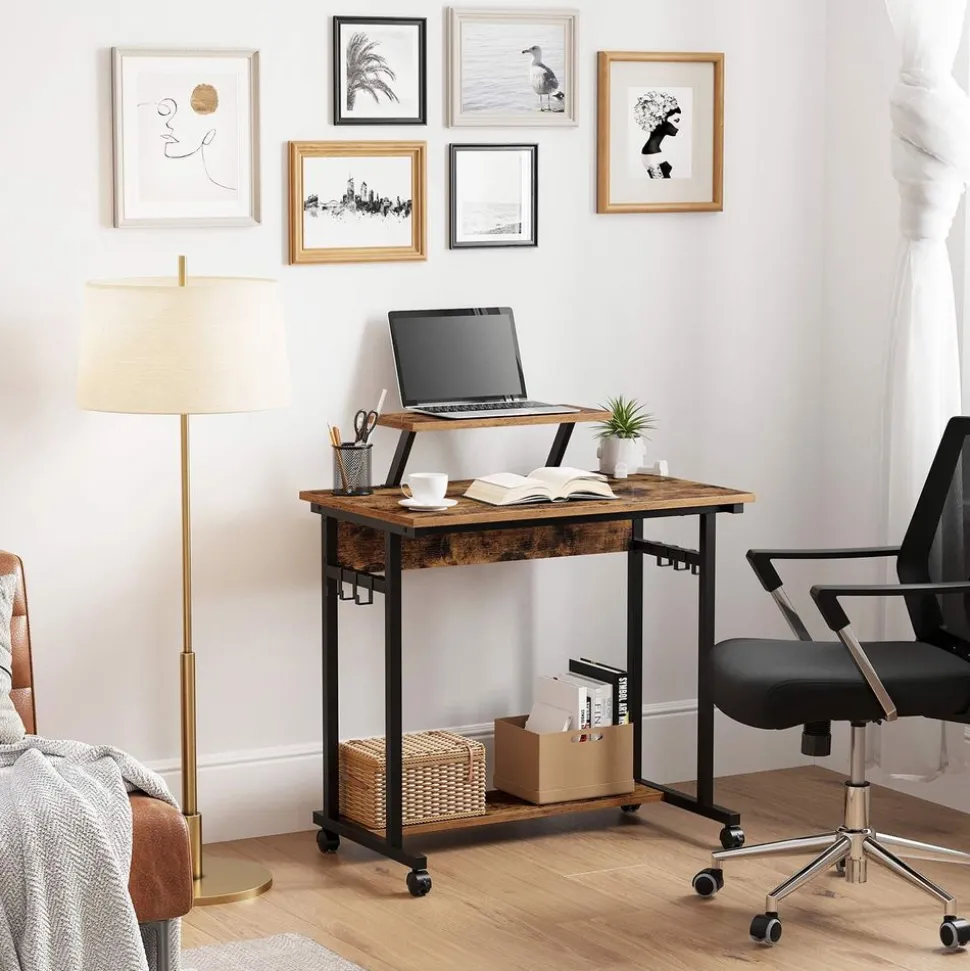 Hot SONGMICS Bureau 118 cm industriel Blanc