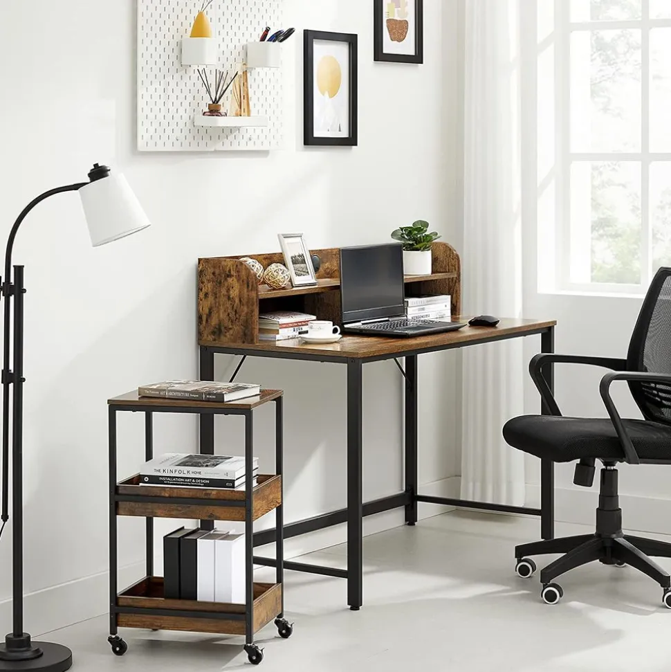 Outlet SONGMICS Bureau 120 cm industriel Noir