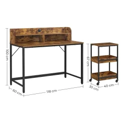 Outlet SONGMICS Bureau 120 cm industriel Noir