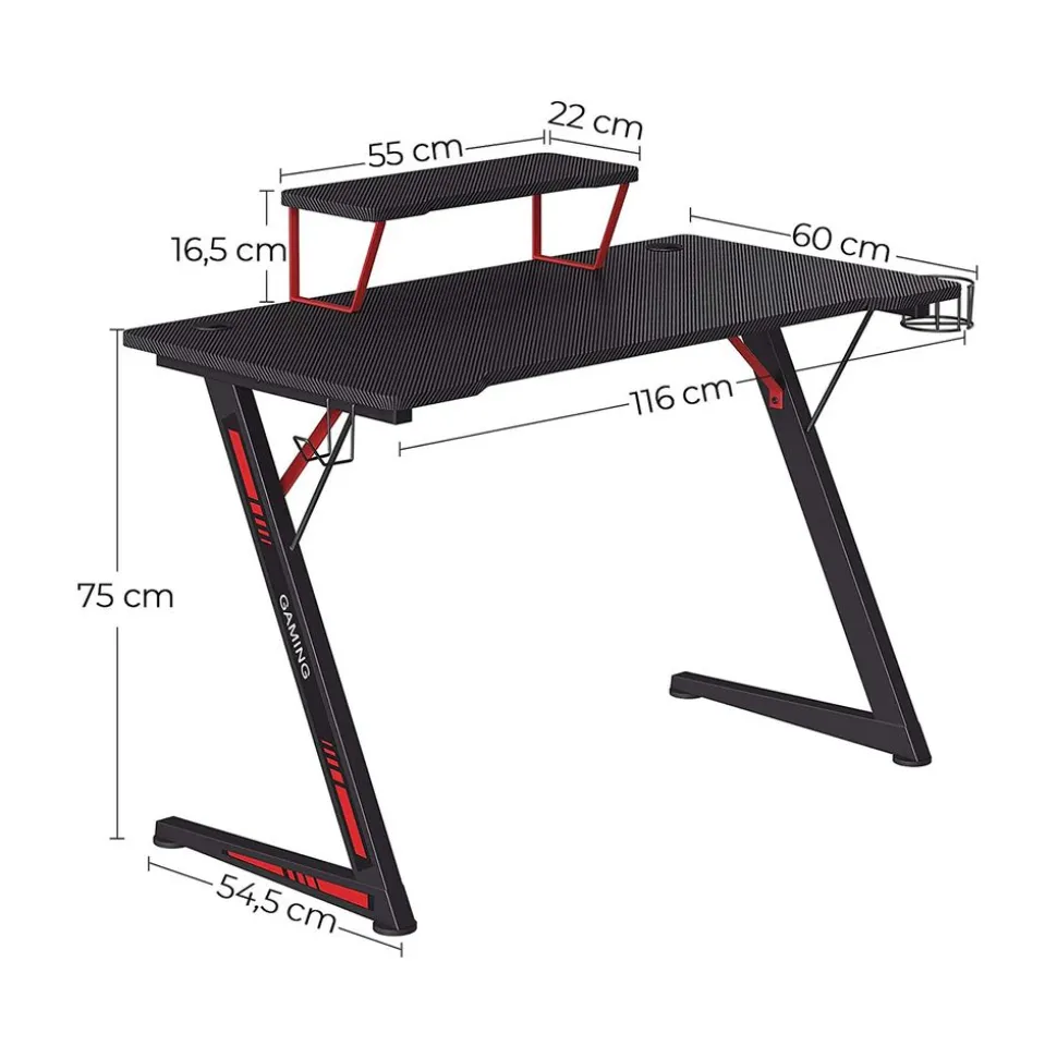 Outlet SONGMICS Bureau 110 cm industriel Noir