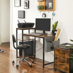 New SONGMICS Bureau 130 cm industriel Noir