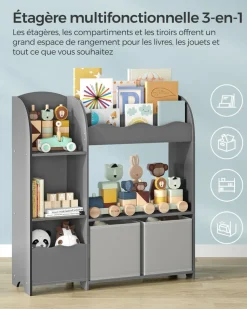 New SONGMICS Bureau 100 cm industriel Marron Rustique