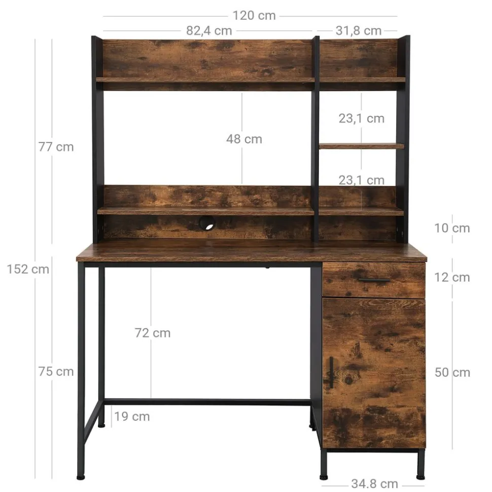 New SONGMICS Bureau 100 cm industriel