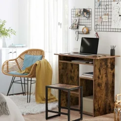 Sale SONGMICS Bureau 140 cm industriel Marron Rustique + Noir